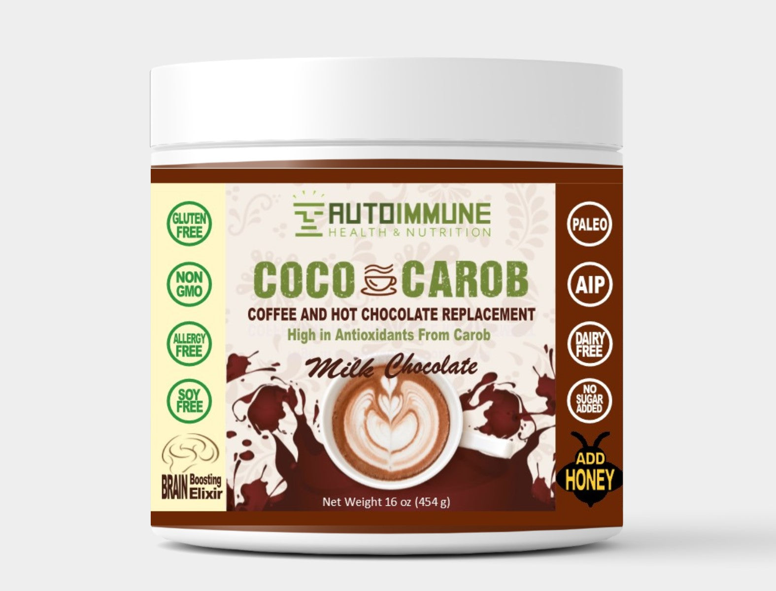 Milk Chocolate Coco-Carob, Coffee & Hot Chocolate Replacement (ADD HONEY)